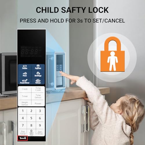 Image of Smad 0.7 Cu.Ft Small Microwave, Countertop Microwave Oven with Removable Turntable, 6 Auto Menus and Child Lock, Mini Oven microondas for Apartments, Dorm and Kitchen, Stainless Steel, 700W