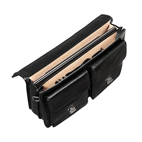 Image of Maxwell Scott - Mens Leather 17 inch Laptop Briefcase Satchel with Padded Strap - Made from Full Grain Hides - The Loreto Large