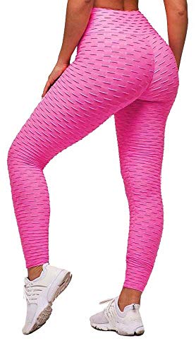 Memoryee Leggings Mujer Push Up Mallas Anticeluliticos Pantalones Deportivos Fitness Suaves Elásticos Cintura Alta Barriga Control Talla Extra Leggins Yoga/Rose Red/XL