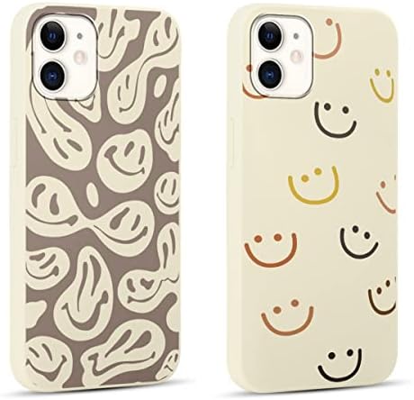 RUMDEY 2 Pack Happy Smiles Face for iPhone 11 6.1 Inch Phone Case,Aesthetic Cute Smile Design Cases Soft Silicone Slim TPU Shockproof Protective Bumper Cover for Women Men Girls-Kawaii