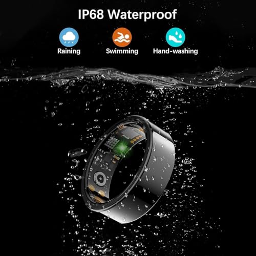 Image of Smart Health Ring for Women Men, Fitness Tracker Ring with Heart Rate, Blood Oxygen, Sleep Tracker, Step Tracker, No Subscription Fee, IP68 Waterproof Smart Ring for iPhone & Android Black, 11#