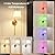 Battery Operated Wall Sconce Set of 2, Rechargeable Wireless Wall Decor Sconces, Two Battery Powered Wall Lights, Dimmable Magnetic RGB Bulbs & Remote, Lamp for Living Room Bedroom - Gold