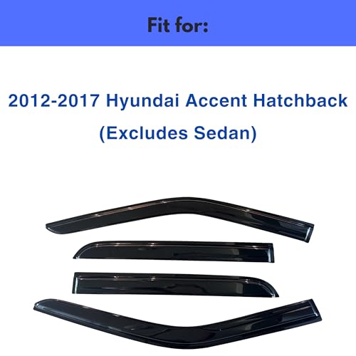 Image of IG Window Visors Fit for 2012-2017 Hyundai Accent Hatchback, Out-Channel Rain Guards Vent Wind Deflectors 4PC, Car Accessories for 12-17 Accent Hatchback (Excludes Sedan)