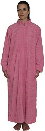 NDK New York Women's Zipper Front Chenille Bathrobe 100% Cotton Length 52 inches