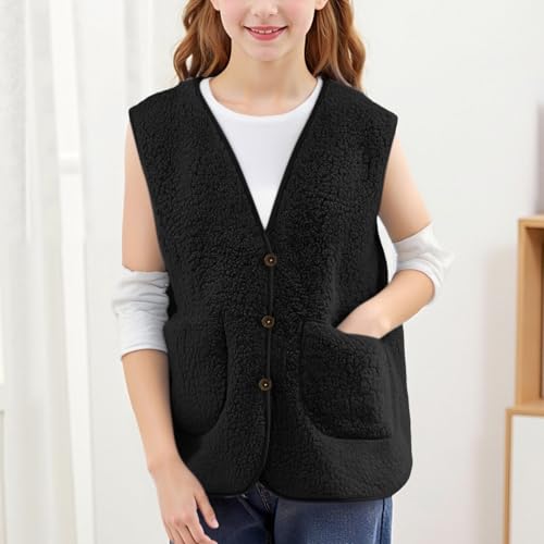 Sherpa Vest for Girls and Boys Fall Winter Fleece Warm Sleeveless Coats Casual Loose Fit Kids Vests with Pockets2