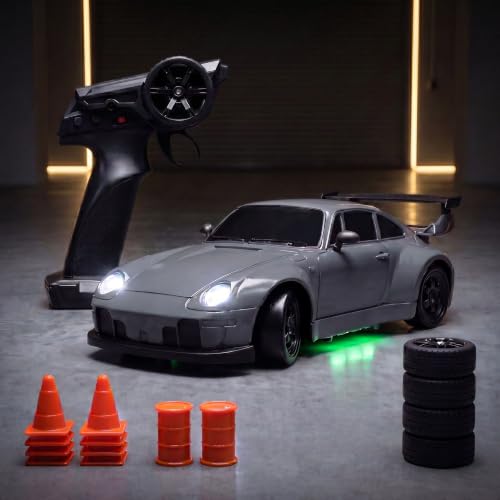 Image of L.O.T TOYS Flare Premium RC Drift Car | 4WD 20Kmph with Boost Mode, 2.4Ghz Long Range Remote, Hard Shell Body, LED Headlights, Race-Ready Build (Burnout Grey)