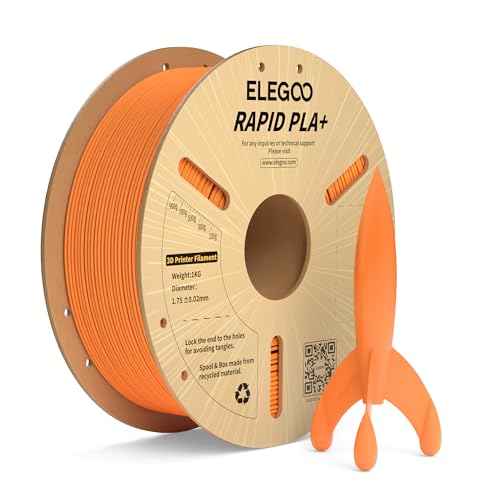 ELEGOO Filamento PLA+ de Alta Velocidad 1.75 1KG Naranja, 30-600mm/s Filamento PLA Plus Rápido para Impresora 3D, Precisión Dimensional +/- 0.02mm, Carrete Filamento 3D, para Mayoría Impresoras 3D