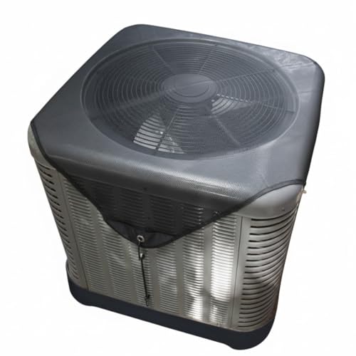 Printspree Central Air Conditioner Cover 28x28 Inch - Heavy Duty Mesh AC Cover for Outside Units, All-Season Top Screen Protector & Leaf Guard, Universal Fit with 4 Secure Bungee Cords