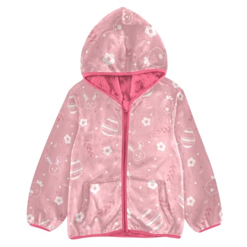 OTVEE Happy Easter Bunny Egg Kids Hoodie Jacket Fall Spring Full Zip Warm Outwear Coat