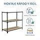 SimonRack Schwerlastregal, Lagerregal, 90x110x30 cm, Metallregal, Kellerregal, Biegestelle 200 kg, 3 Holzfachböden, Verzinkt/Holz - Maderclick