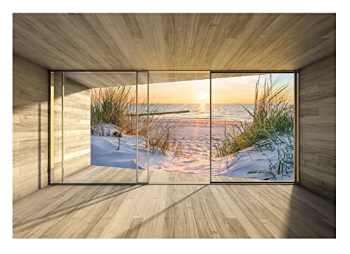 WallArena - Vlies Fototapete 3D-Fenster 368x254 cm - Fototapeten - Tapeten...