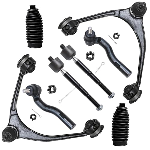 Image of Detroit Axle - 8pc Front End Suspension Kit for 1998-2005 Lexus GS300, 1998-2000 GS400, 2001-2005 GS430, 2 Upper Control Arms 4 Tie Rod Ends 2 Boot Replacement