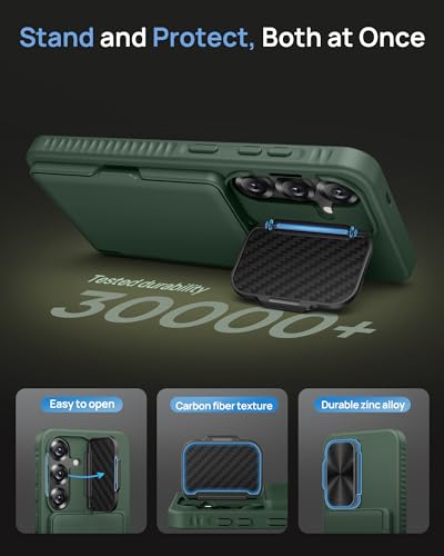 Image of for Samsung Galaxy S25 Case Wallet with Stand, Built-in Card Holder & Camera Cover, Military Grade Drop Protection Shockproof Rugged Protective Wallet Phone Case for Samsung S25 5G 2025, Green