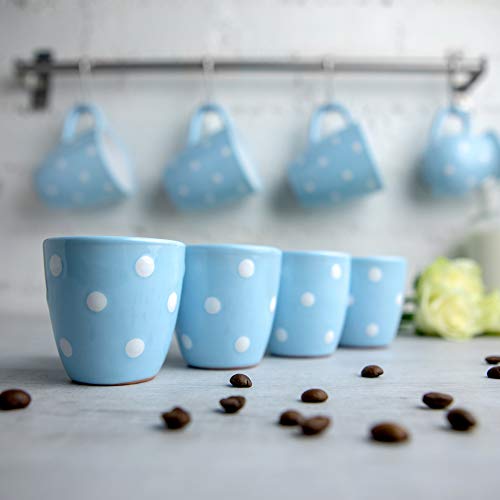 City to Cottage® Cerámica en Azul Celeste y Blanco | Diseño de Lunares | Hecha y Pintada a Mano | Cerámica Esmaltada 2oz… - Imagen 3
