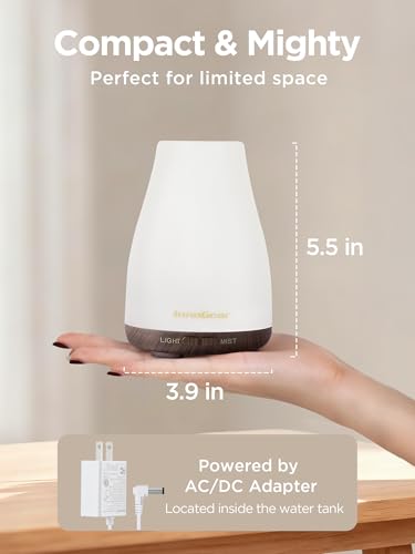 Image of InnoGear Essential Oil Diffuser, Ultrasonic Diffusers for Home Aromatherapy Humidifier for Bedroom Room 7 Colors LED 2 Mist Mode Auto Off, Brown Base