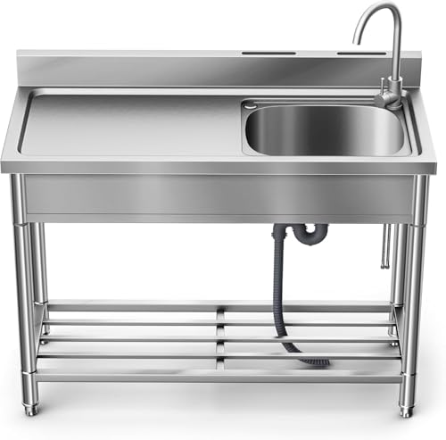 Stainless Steel Sink, Free Standing Kitchen Sink with Countertop Workstation,