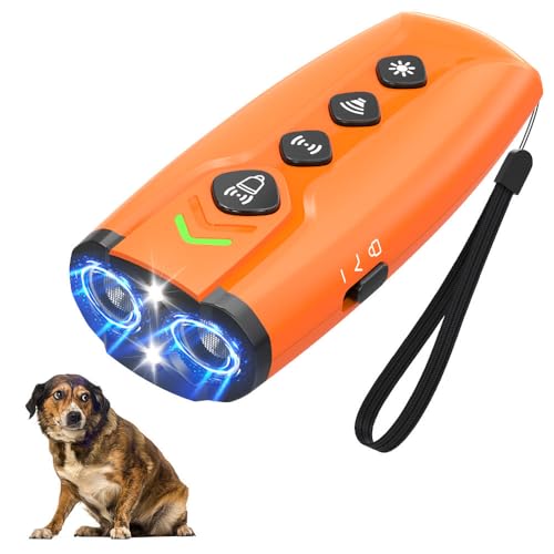 Image of Dog Bark Deterrent Devices Rechargeable Anti-Barking Device for Dogs with 3X Ultrasonic Barking Control & Behaviour Correct Feature Better Than Dog Training Collars or Shock Collars (Black & Orange)