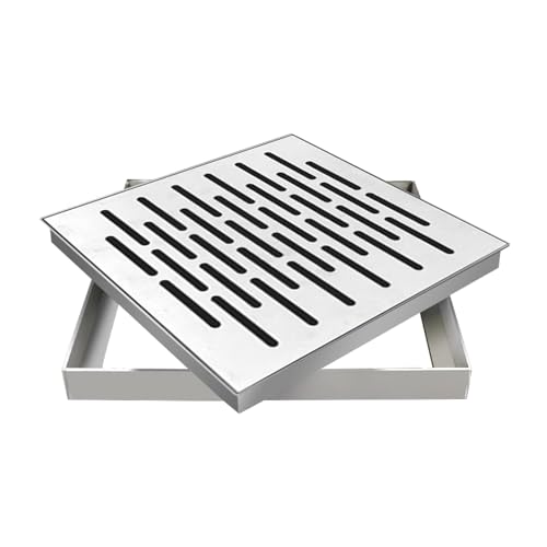 LYXBKSW Sumidero Terraza de Acero Inoxidable, Desague Ducha Cuadrada, Antideslizante, Orificios de Doble Fila, para Piscina(25cm/10in)