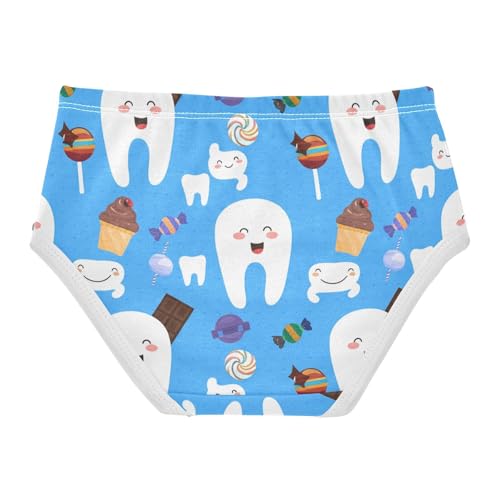 Girls Underwear Toddlers 2t Cotton Girl Panties Cute Pattern Underpants Briefs Cute Cartoon Teeth Blue2