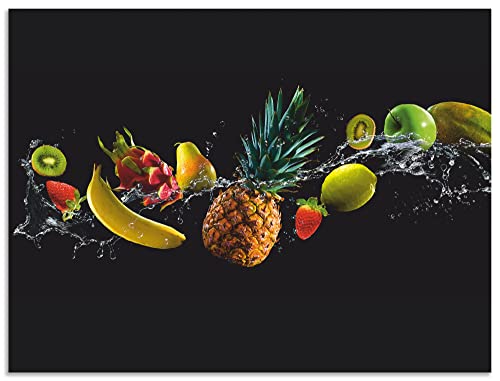 ARTland Spritzschutz Küchenrückwand aus Alu für Küche Herd Spüle 80x60 cm (BxH) viele weitere Größen Design Obst Früchte Schwarz U1TG