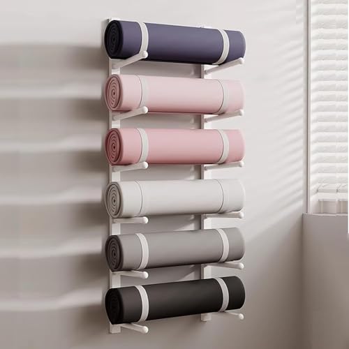 Soporte para Esterilla De Yoga Montado En La Pared, Estante Colgante De Metal para Colchoneta De Yoga, Correa De Estera De Yoga, Rodillo De Espuma Y Estantes De Almacenamiento De Bandas De