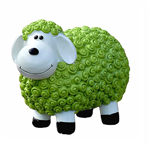 Geschenkestadl Gartenfigur Schaf wetterfest 23 cm hoch Tier Figur (Grün)
