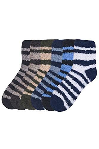 Image of Stanzino 6 PAIRS WOMEN COZY FUZZY NON SKID STRIPES SUPER SOFT WINTER SLIPPER SOCKS 9-11
