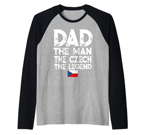Flagcastle: Dad The Czech The Legend Fathers Czech Republic Raglan Baseball Tee, Black