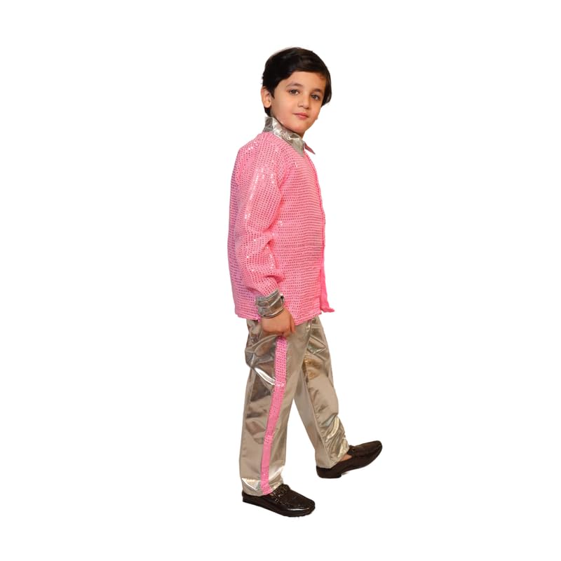Image of Kaku Fancy Dresses Western Disco Outfit for Kids Sequin Shirt with Shining Pants for Annual Day Programme