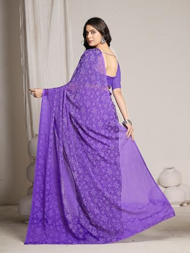 Image of Garden Vareli Lock Chiffon Floral Saree