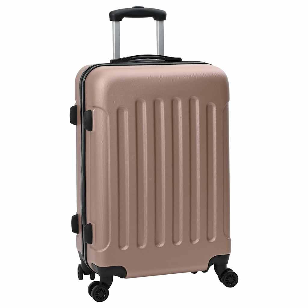 vidaXL Walizka 3 pcs Różowe złoto 50 x 31 x 78 cm Plastik ABS, Towarzysz podróży, wytrzymała, prostokątna walizka, bagaż, torba na lot, organizator na weekend