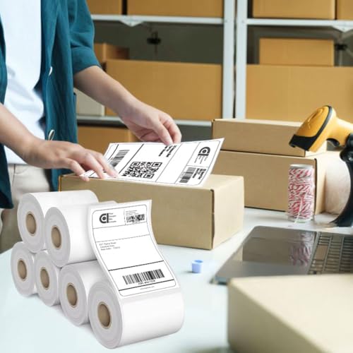Image of COI 70gsm Thermal Label Printer Paper | Ideal for Shipping, Parcel, Barcode, and Address Labels - 400 Labels per Roll (4 inch x 6 inch PACK OF 6)