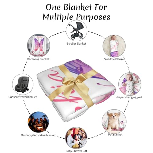 Image of Personalized Baby Blanket with Name, Custom Name Blanket for Kids Soft Flanne Blankets in Easter Personalized Baby Gifts for Infant Newborn Shower (Red)