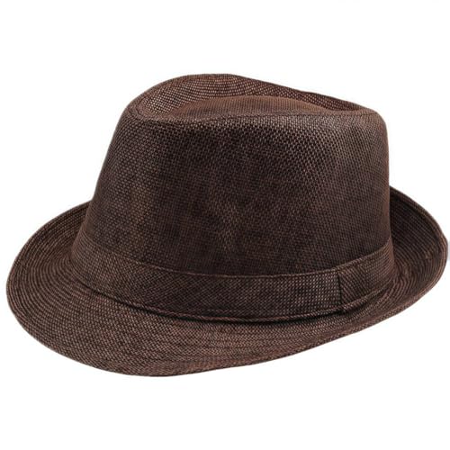 Classic Fedora Hat for Men (US Alpha Small Medium Brown)