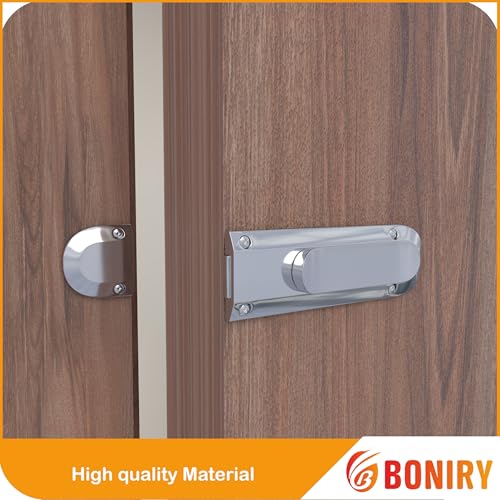 Image of Boniry Door Latch Lock | Solid Metal Door Stopper for Bathroom, Home, Office | Easy Install, Smooth Sliding, Heavy Duty Latch (1, Silver)