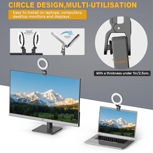 Image of Anautin Ring Light for Video Conference Lighting,360Adjustable,Portable LED Video Conference Lighting for Monitor,Laptop&Desktop Computer,Streaming Light for Zoom Meetings, Selfie Makeup, Video Calls