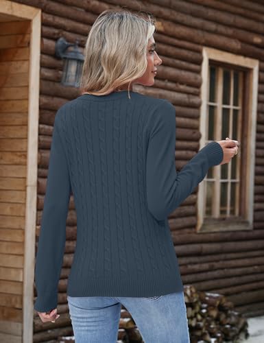 Image of Rapbin Sweaters for Women Long Sleeve Crew Neck Casual Ribbed Knit Pullover Tops Loose Casual Basic Winter Outfits