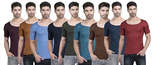 Image of Dollar Lehar Men Combed Cotton Round Neck with Sleeve Vest -Colour May Vary