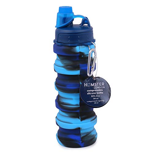 Image of HAMSTER London Silicone Expandable and Foldable Water Bottle for Kids 500ml (Blue)