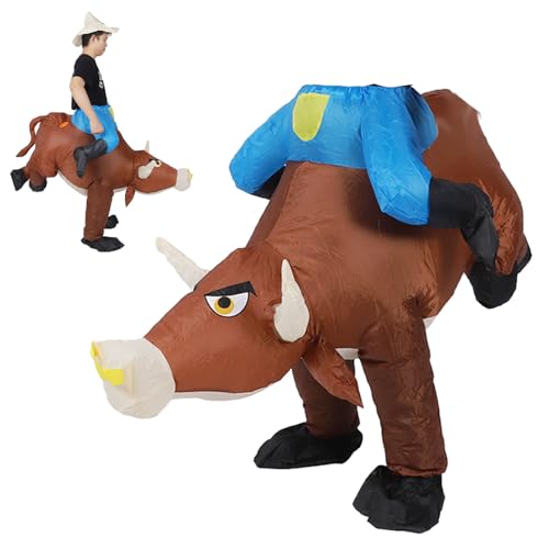 SUNGOOYUE Costume gonflable amusant de cow-boy pour adultes, taille universelle, pour Halloween, carnaval, cosplay, fêtes et idées cadeaux