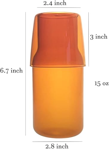 Miniatura 3 de Sizikato 15 Oz Clear Glass Bedside Night Water Carafe with Tumbler Glass. Ámbar