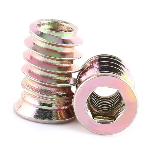 20pcs Carbon Insert Nut Wood Nut Steel Hex Socket Drive Threaded Nut For Wood Furniture (M6*17mm)