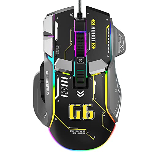Image of LJFLYXRI Ergonomic Gaming Mouse - Customizable, Comfortable, and Precision-Driven, Wired RGB Gamer Mouse with 10 Programmable Buttons for Ultimate Gaming Experience (Black)