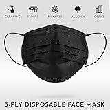 Trimming Shop 10PCS Black Disposable Face Masks - With 3 Ply Non-Woven Material - Breathable Face Masks Elastic Ear Loops & Comfortable Nose Mouth Cover Masks - Image 2