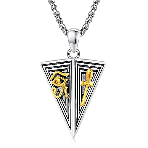 Eye of Horus Necklace 925 Sterling Silver Egyptian Pendant Jewelry Protection Gifts for Men Women