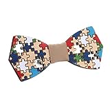 Huliyhus Natural Wood Bow Ties Colorful Handcrafted Wooden Bowtie Necktie Adjustable Bowties with Gift Box for Men (01)