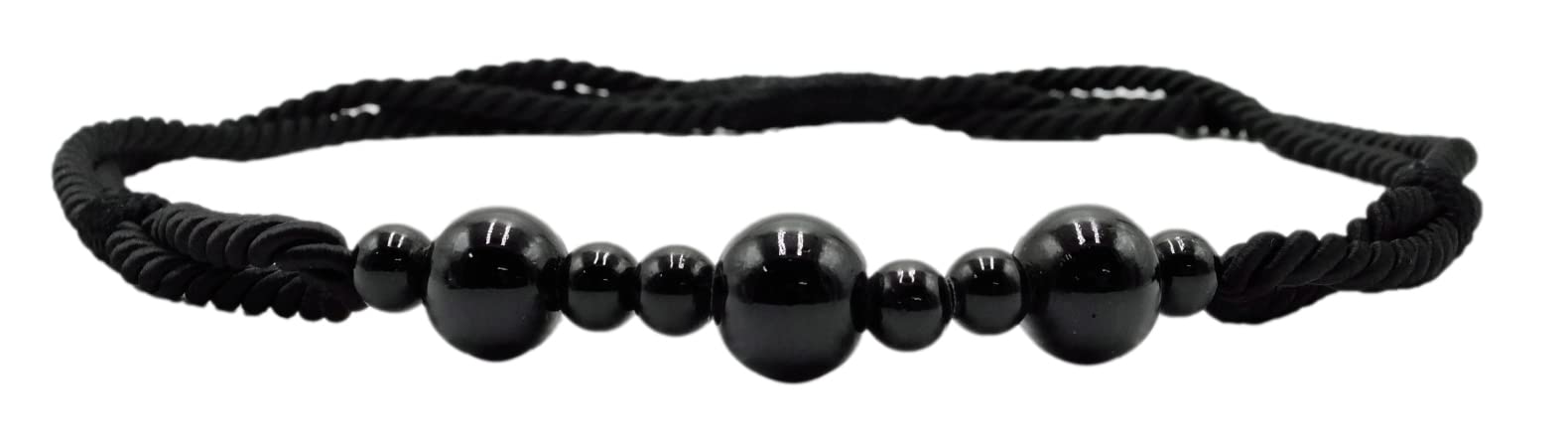 Alzapaños de cuentas de cristal para sujetar cortinas pesadas con cuerda negra de 66 cm sin resbalar