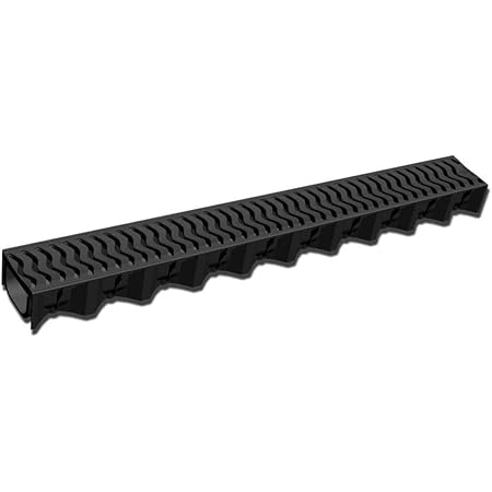 6 X Drainage Channel Polydrain Heelguard 1m Lengths & 2 Stop End Blanks Storm Drain Channel Linear 13cm High By 12cm Wide