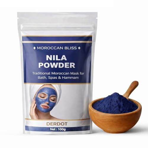 Image of Moroccan Nila Powder | 100% Natural Indigo Blue Powder for Skin Brightening, Soothing & Detox | Traditional Moroccan Hammam Beauty Treatment for Face & Body Care (100gm)