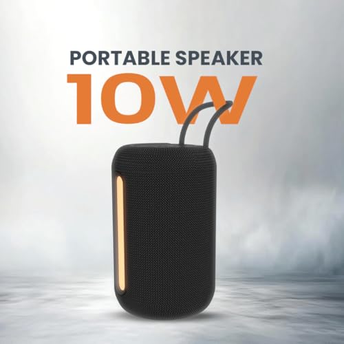Image of JUST CORSECA Sushi Shine 10W Bluetooth Speaker | V5.3 | FM, LED Light, USB, TF, TWS | 800mAh Battery | 6-Hour Playtime | 10m Range (Black)